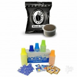 600 CAPSULE COMPATIBILI ESPRESSO POINT CAFFE' BORBONE MISCELA NERA + KIT 600 ACCESSORI CAFFE' BORBONE.